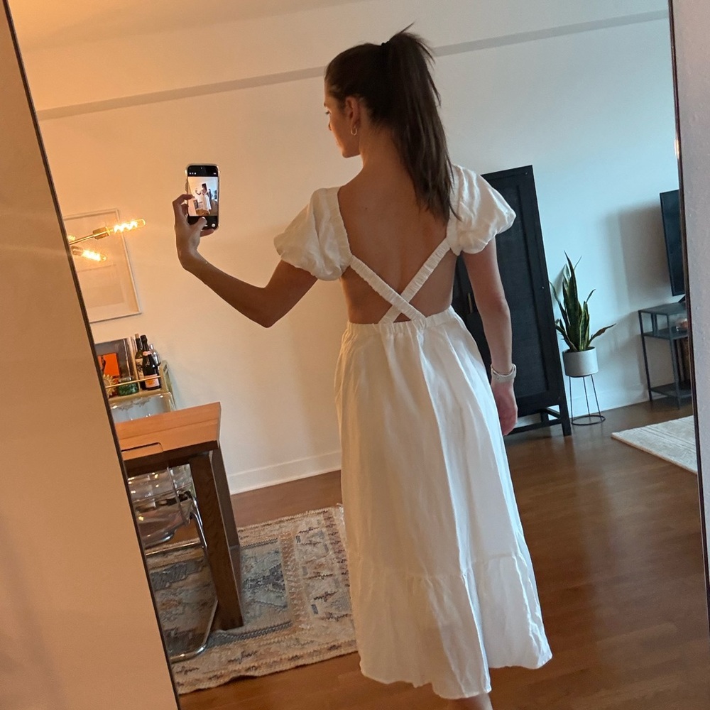 Astr White Midi Dress